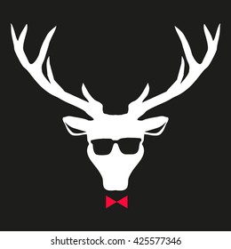 deer silhouette with glasses - vector illustration