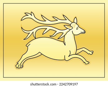 Deer silhouette for hunting woodcut