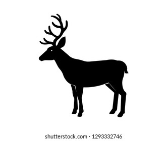 Deer silhouette icon. Deer brand logo template. Vector illustration