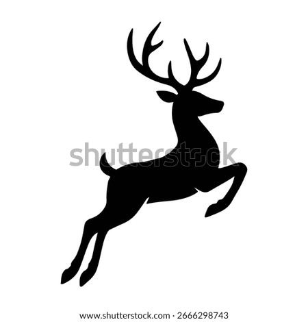 Deer Silhouette Icon Jumping Stag Vector Wildlife Animal Design