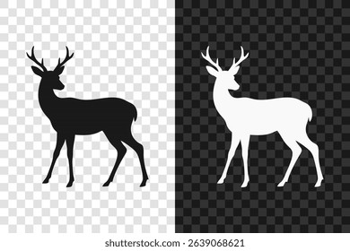 Deer silhouette icon logo isolated on transparent background. Vector illustration.