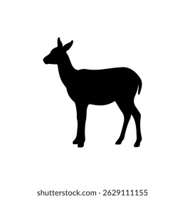 Deer silhouette icon vector flat design on white background.