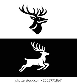 Deer silhouette icon vector Illustration with white background.