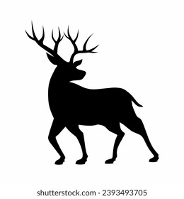 Deer silhouette icon vector. Reindeer silhouette can be used as icon, symbol or sign. Deer icon for design related to animal, wildlife or landscape