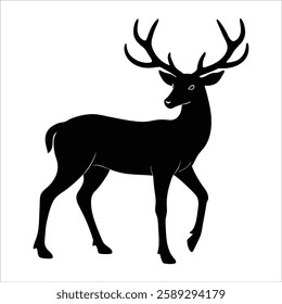 A deer silhouette illustration on white background.