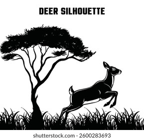 Deer Silhouette illustration Vector black and white