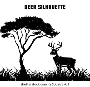 Deer Silhouette illustration Vector black and white