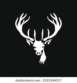 deer silhouette isolated on black. relevant for logos, ornaments, objects, prints and design additions. vector