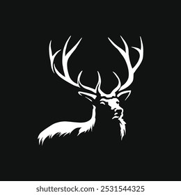 deer silhouette isolated on black. relevant for logos, ornaments, objects, prints and design additions. vector