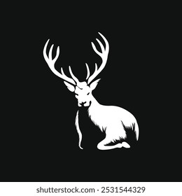 deer silhouette isolated on black. relevant for logos, ornaments, objects, prints and design additions. vector