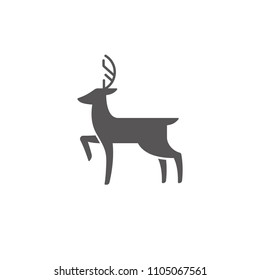 Deer silhouette isolated on white background vector illustration. Standing deer vector graphic emblem.