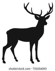 Deer silhouette isolated on white background. Vector illustration.