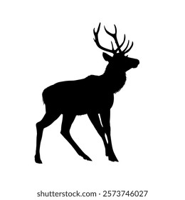 Deer silhouette isolated side view - vector illustration