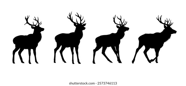 Deer silhouette isolated side view - vector illustration