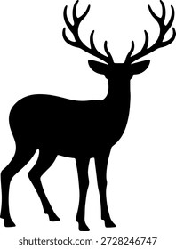Deer silhouette with large antlers standing proud