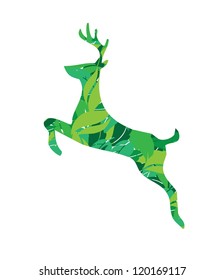 deer silhouette in leaves vector illustration