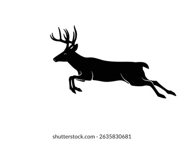 Silhueta De Veado, Logotipo De Veado, Veado Preto, Isolado No Fundo, Ilustração De Vetor