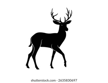 Silhueta De Veado, Logotipo De Veado, Veado Preto, Isolado No Fundo, Ilustração De Vetor