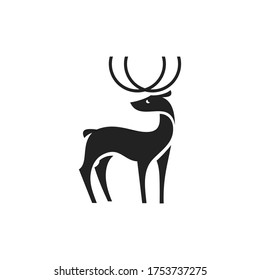 deer silhouette logo design in black