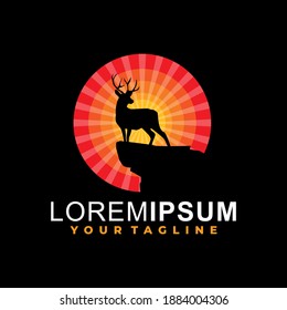 Deer silhouette logo design template
