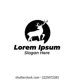 Deer silhouette logo design template