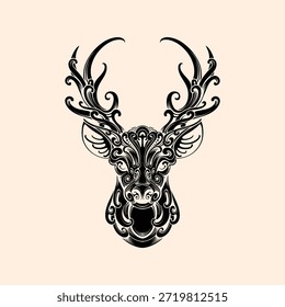 Hirsch Silhouette Logo Design Vektorgrafik