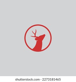 deer silhouette logo with minimalistic design in round shape.