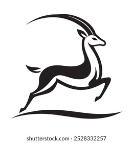 Deer Silhouette in Minimalist Logo Style on a Crisp White Background