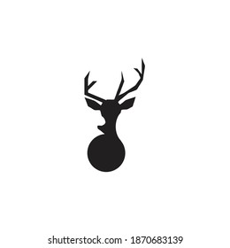 Deer Silhouette Monogram Logo Design. Deer Logo on White Background Vector Template