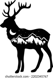 deer silhouette mountain  vector  adventure 