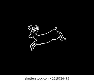 Deer Silhouette on Black Background. Isolated Vector Animal Template for Logo Company, Icon, Symbol etc