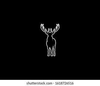 Deer Silhouette on Black Background. Isolated Vector Animal Template for Logo Company, Icon, Symbol etc