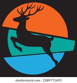 Deer silhouette on a circle background 