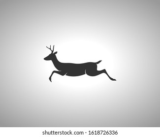Deer Silhouette on White Background. Isolated Vector Animal Template for Logo Company, Icon, Symbol etc