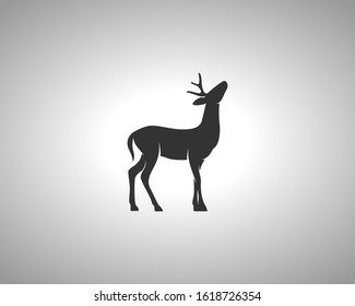 Deer Silhouette on White Background. Isolated Vector Animal Template for Logo Company, Icon, Symbol etc