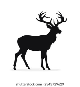 deer silhouette on white background. Vector illustration