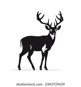 deer silhouette on white background. Vector illustration