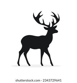 deer silhouette on white background. Vector illustration