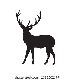 deer silhouette on white background. Vector illustration.side view
