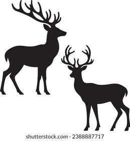 Deer Silhouette on white background. Vector illustration