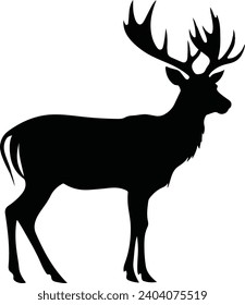 Deer Silhouette on White Background