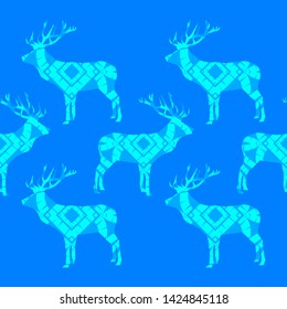 Deer silhouette with pattern. Celts. Vibrant colors. Seamless vector background. Graphic element for design. Can be used for wallpaper, textile, invitation card, wrapping, web page background.