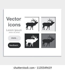Deer silhouette placed on web page template flat vector icon.