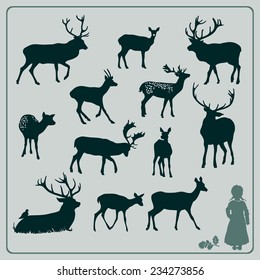 Deer Silhouette Set