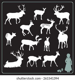Deer silhouette set