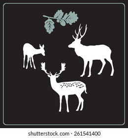 Deer silhouette set
