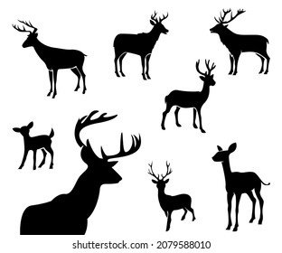 deer silhouette set, deer silhouette design