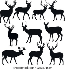 Deer silhouette set icon, SVG Vector svg