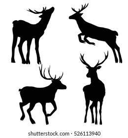 deer silhouette set - vector illustration