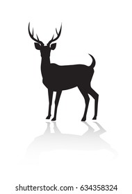 deer silhouette with shadow, use for logo or another purpose.